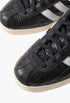Blanc Croc-Effect Glossed-Leather Sneakers